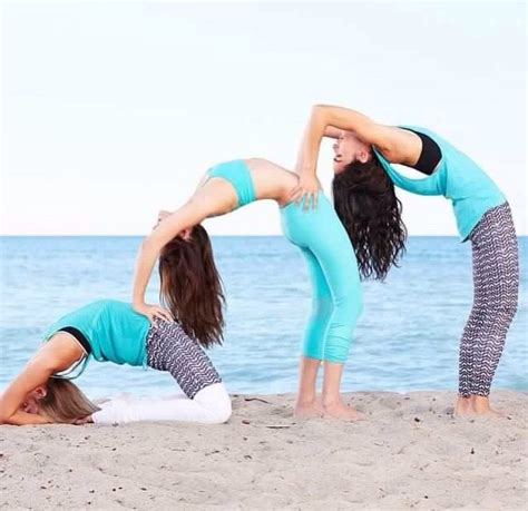 three person yoga bend into king pigeon pose. The family that practices yoga together stays ...