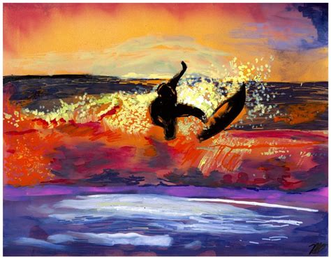 Sunset surf Art Print by Megan Spencer | Society6