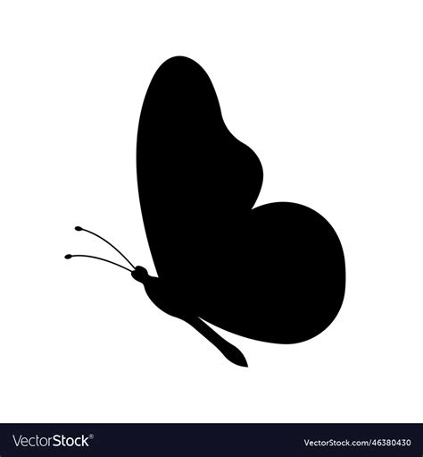 Butterfly black silhouette side view decorative Vector Image