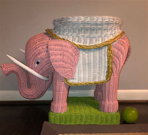 WICKER PINK ELEPHANT Table/ Plant Stand Rattan Wonderful Work | Etsy | Wicker, Pink elephant ...