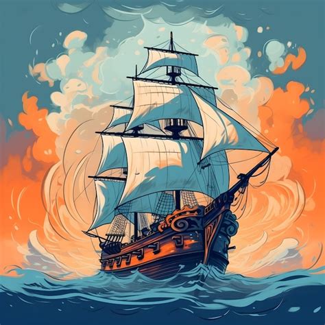 Premium AI Image | pirate ship cartoon