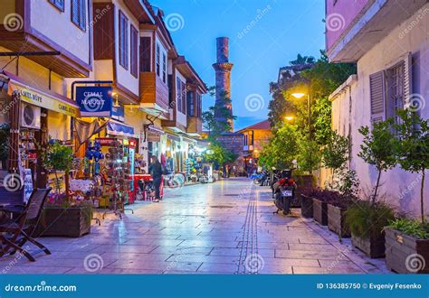 Evening in Kaleici District, Antalya, Turkey Editorial Image - Image of ...