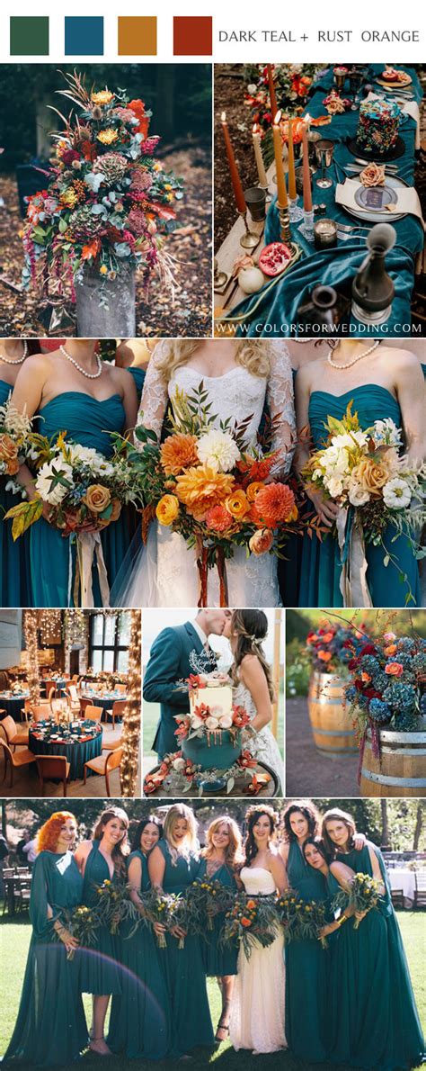 20 Dark Teal and Rust Orange Wedding Color Ideas for Fall