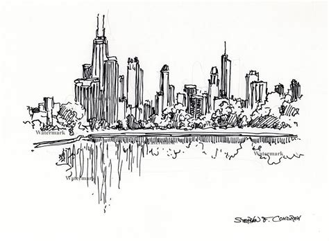 Chicago Skyline #742A Pen & Ink Drawing And Prints • Stephen Condren