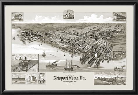 Newport News VA 1891 Restored Map | Vintage City Maps