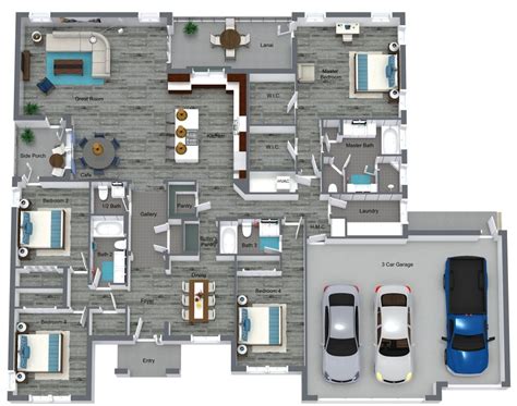 4 Bedroom House Plan With 3 Car Garage