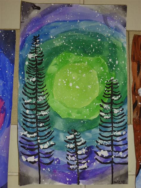 Winter Tree Paintings for 4th Graders