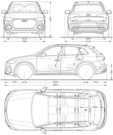 Audi Q5 2020 Blueprint - Download free blueprint for 3D modeling