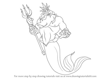 How to Draw King Triton from The Little Mermaid (The Little Mermaid) Step by Step ...