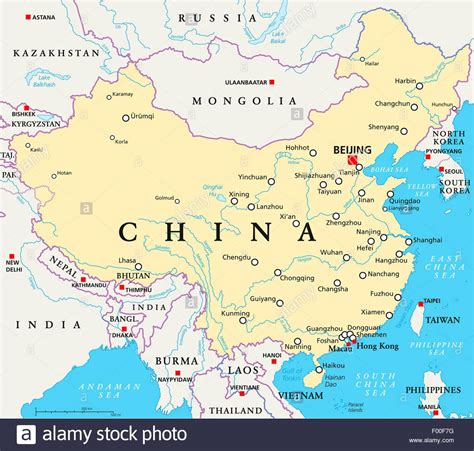 Capital city of China map - China capital city map (Eastern Asia - Asia)