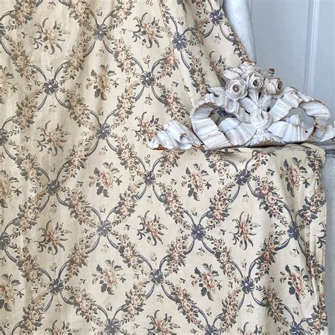 Vintage Linen Curtain Backed Floral 1930s Reproduction 19th Century ...