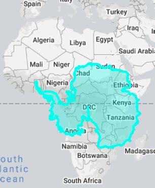 The size of Antarctica compared to Africa. More... - Maps on the Web