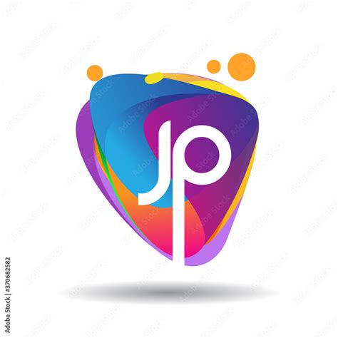 Letter JP logo with colorful splash background, letter combination logo ...