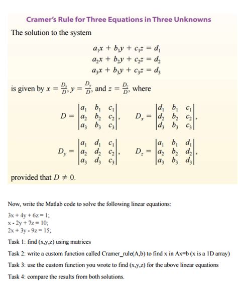 Solved: In Linear Algebra. Cramer's Rule Is An Explicit Fo... | Chegg.com