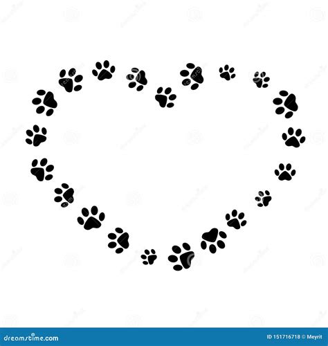 Vector Silhouette of Cat Footprints. Isolated on White Background Stock Illustration ...