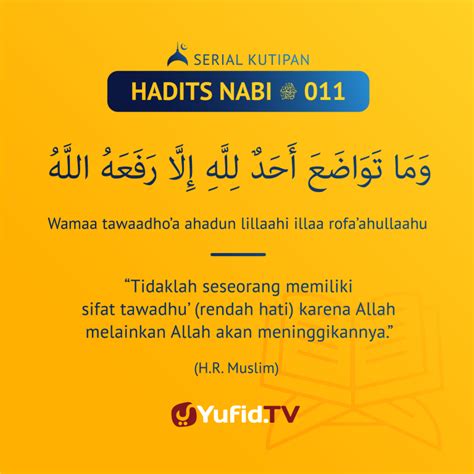 Serial Kutipan Hadits Nabi: Tawadhu’ karena Allah – Yufidia.com