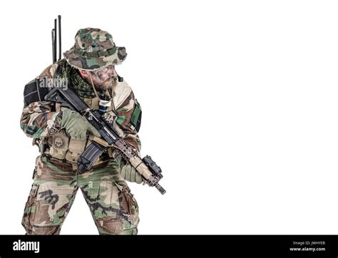 Special forces United States in Camouflage Uniforms studio shot Stock ...