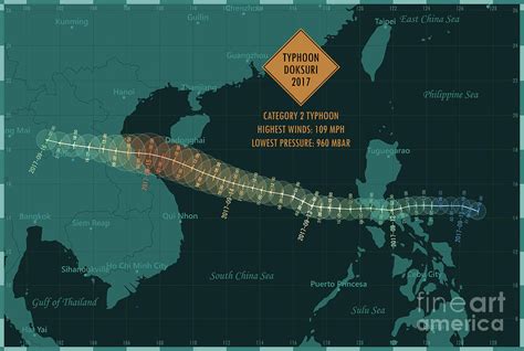 Typhoon Doksuri 2017 Track South China Sea Infographic Digital Art by ...