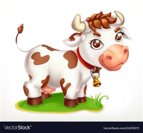 Little cow funny character 3d icon Royalty Free Vector Image | Cows ...