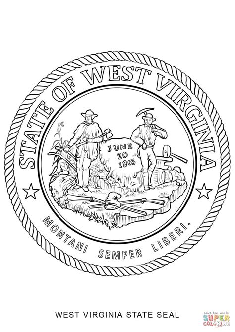 West Virginia State Seal coloring page | Free Printable Coloring Pages