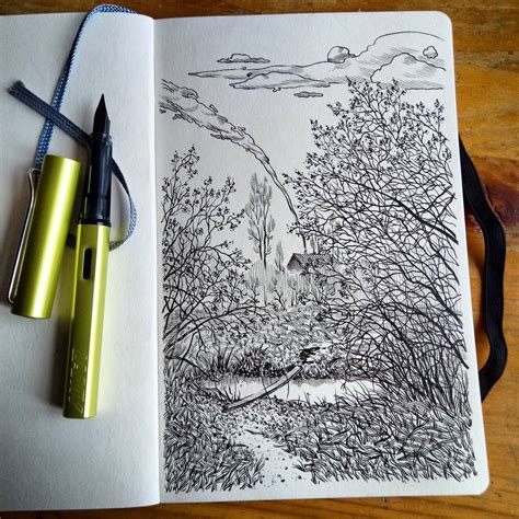 Pin by Filip Florina on SKETCHBOOK | Fountain pen drawing, Sketch book ...