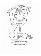 Hickory Dock Dickory Coloring Pages Nursery Rhyme Printable Colouring  sketch template