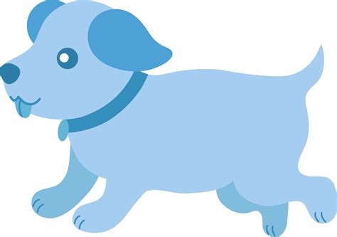 Cute Blue Puppy Running - Free Clip Art