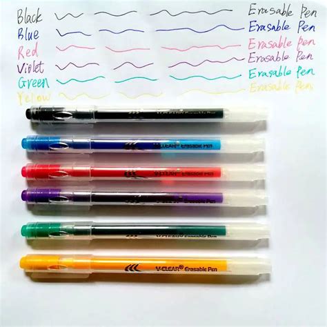 VCLEAR Erasable Pen Frixion Refill 0.7mm Gel Ink Friction Pen 6 Colors ...