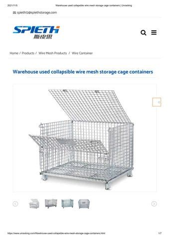 Warehouse used collapsible wire mesh storage cage containers by Spieth ...