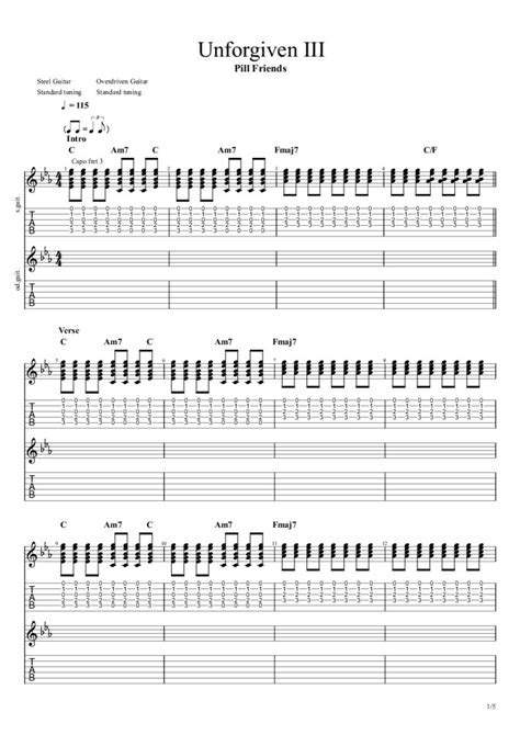 Unforgiven III Tab & Chords - Pill Friends | PaidTabs.com