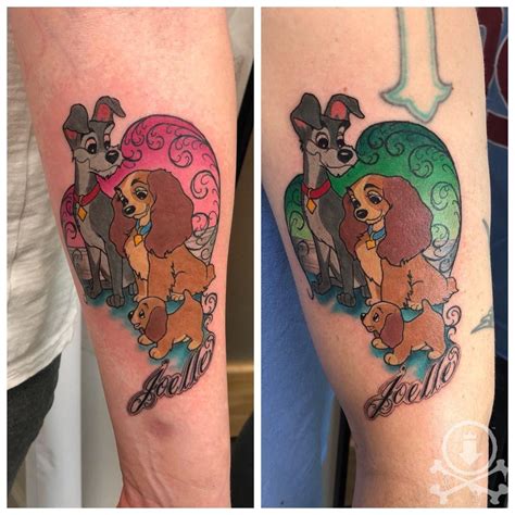 Adorable matching Lady and the Tramp tattoos by Chris Curtis. #12ozstudios #team12oz #tattoo # ...