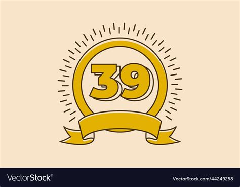 Vintage yellow circle badge with number 39 Vector Image