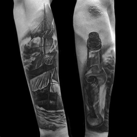 40 Message In A Bottle Tattoo Designs For Men - Manly Ink Ideas