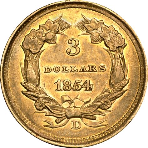 1854 D $3 MS Three Dollar Gold | NGC