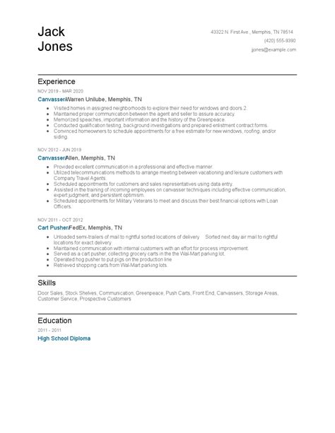 Canvasser Resume Examples and Tips - Zippia