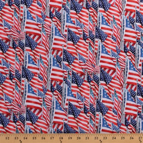 Cotton Flags All Over United States of America USA Stars and Stripes Cotton Fabric Print by the ...