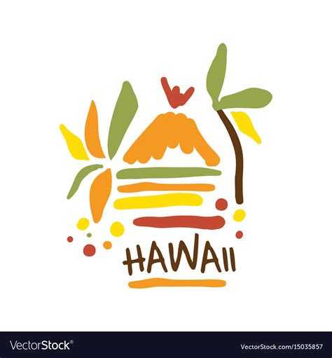 Hawaii tourism logo template hand drawn Royalty Free Vector