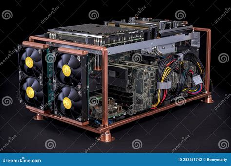 Bitcoin mining rigs stock illustration. Illustration of facility ...