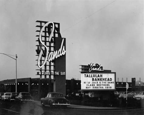 Photograph of the front exterior of the Sands Hotel at dusk (Las Vegas ...