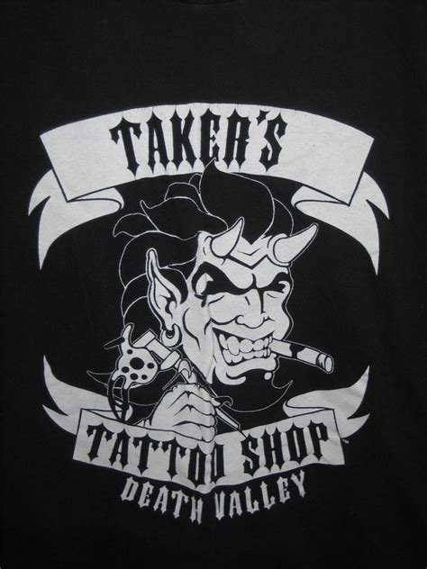 WWF WWE Wrestling The Undertaker Taker's Tattoo Shop Logo Men's Shirt Large | eBay