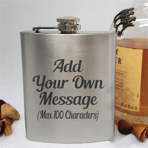 Custom Engraved Silver Flask 7oz - Your Design