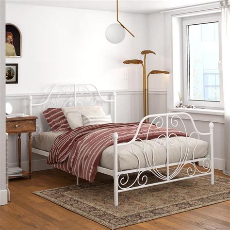 DHP Lucy Metal Bed in Full Size Frame in White - Walmart.com