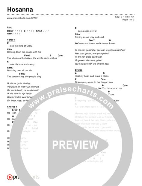 Hosanna (Simplified) Chords PDF () - PraiseCharts