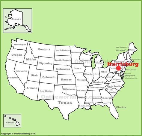 Harrisburg location on the U.S. Map - Ontheworldmap.com