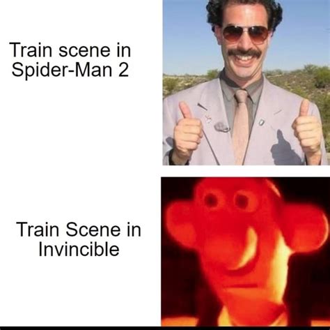 Train scene in Spider-Man 2 Train Scene in Invincible - iFunny Brazil