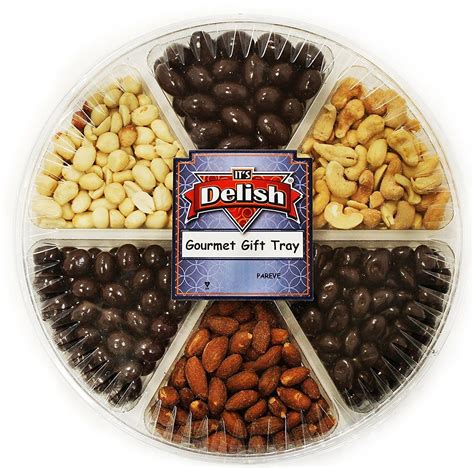 Gourmet Roasted & Salted Nuts and Panned Chocolate Large Variety Gift Tray 6-Section by Its ...