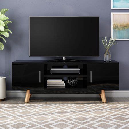 Noble House Quinton Modern Faux Wood TV Stand for TVs up to 50 inch, Black Size: 50 inch, Yellow