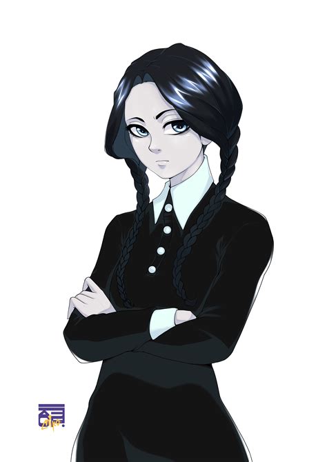 Wednesday Addams Anime Fan Art by me :)) : r/AnimeART