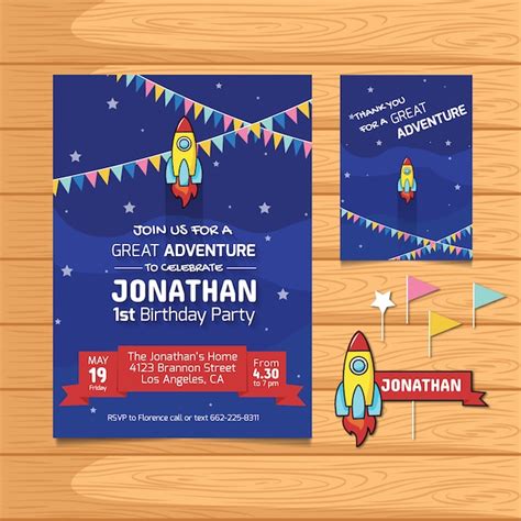 Free Vector | Birthday card with rocket design