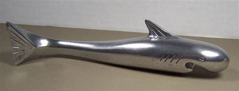 VINTAGE 1950'S SHARK FIGURAL BOTTLE OPENER POLISHED ALUMINUM MID ...